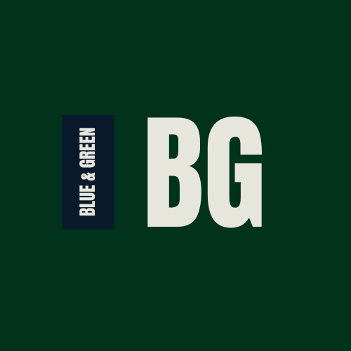 The logo of Blue and Green Dev company. A 'B' and a 'G' on a green background